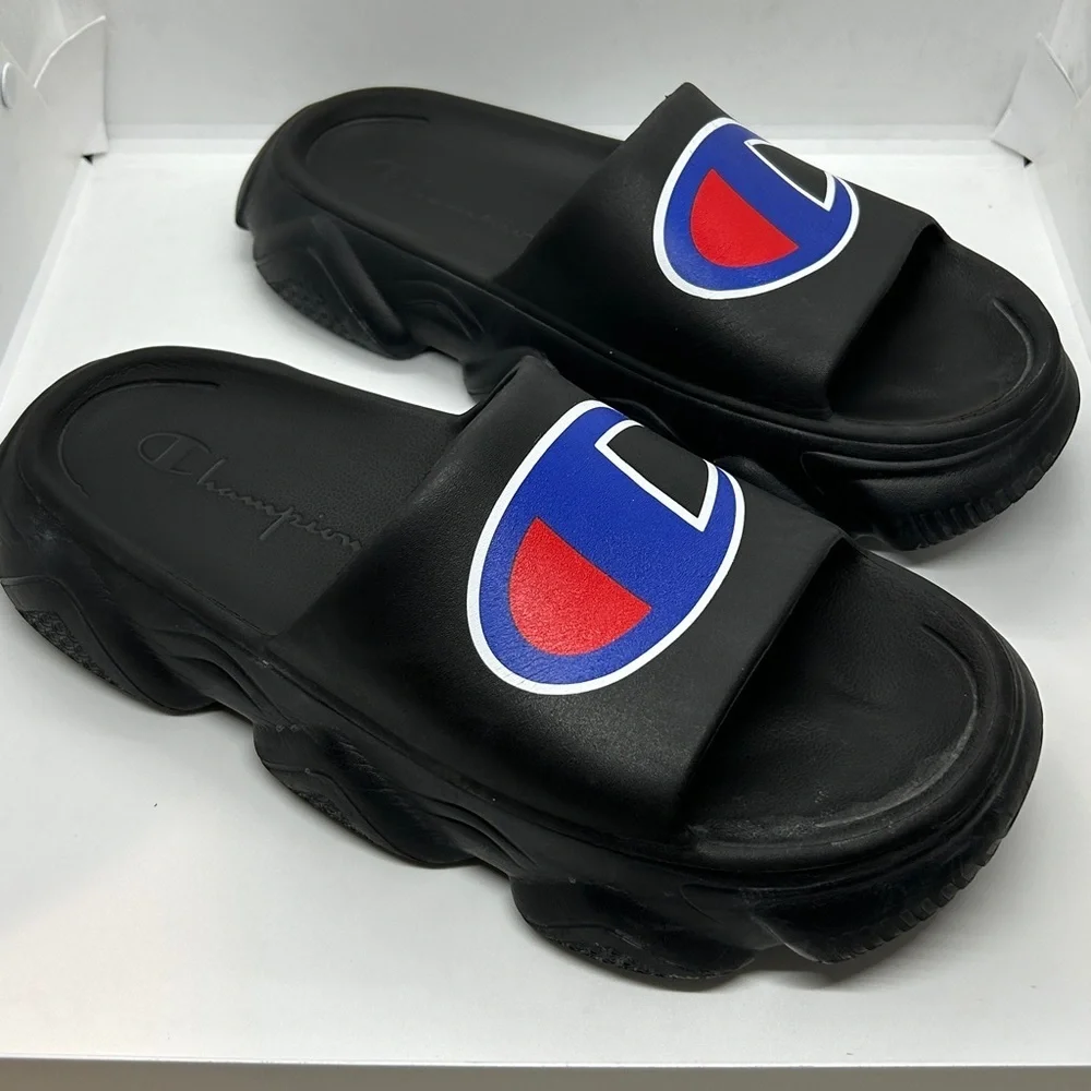 Champion Meloso Squish Black Slides Sandals Men’s Size 12 Prewoned-Used good